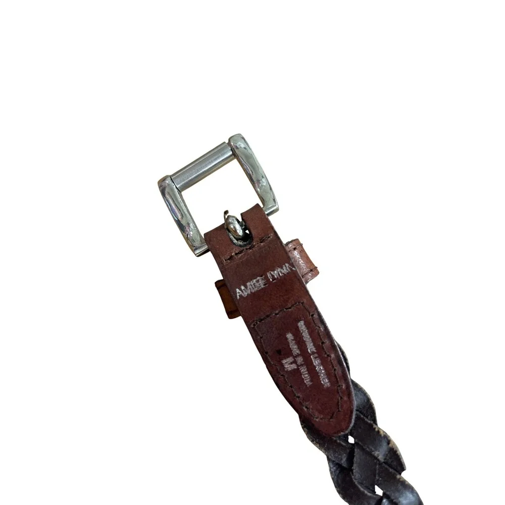Aimee Lynn Dark Brown Braided Genuine Leather Belt Silver Buckle Size M India